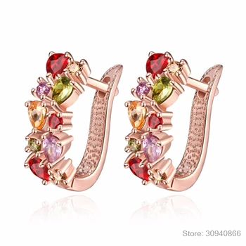 

Fashion Earrings Female Colourful Crystal New woman gemstone name earrings Twins micro set hot Fine jewelry