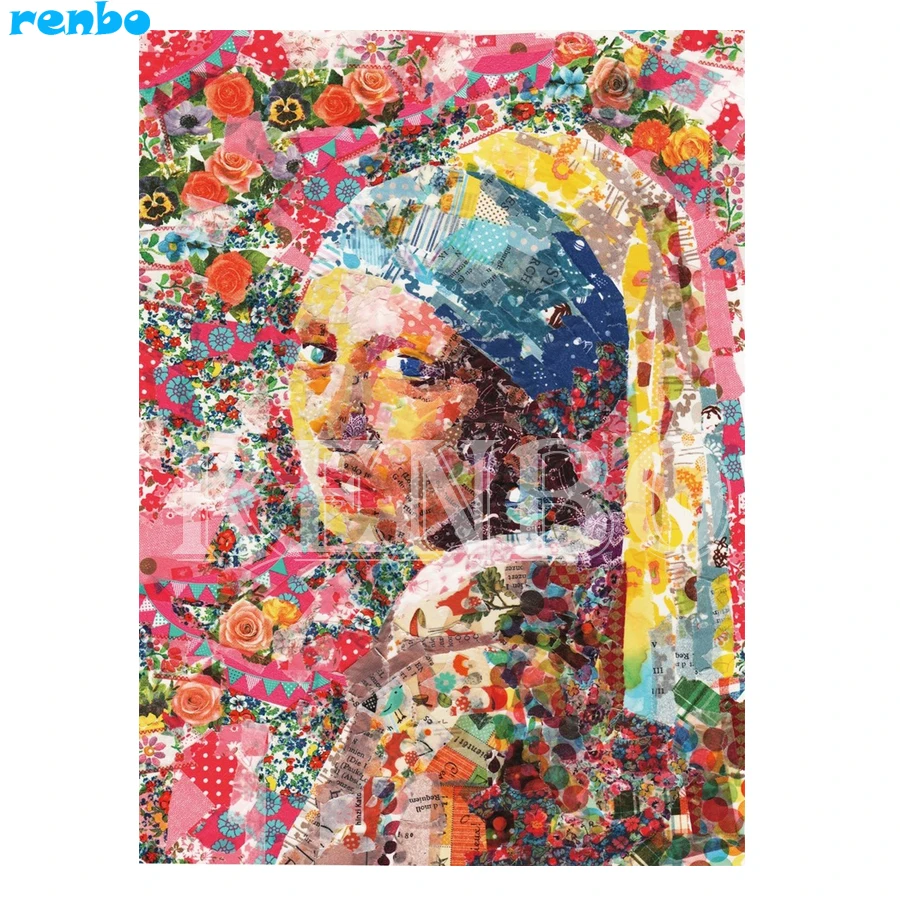 

Vermeer girl with rose flowers Diamond Embroidery Pattern 5d DIY Diamond Painting Cross Stitch Mosaic Rhinestones Painting