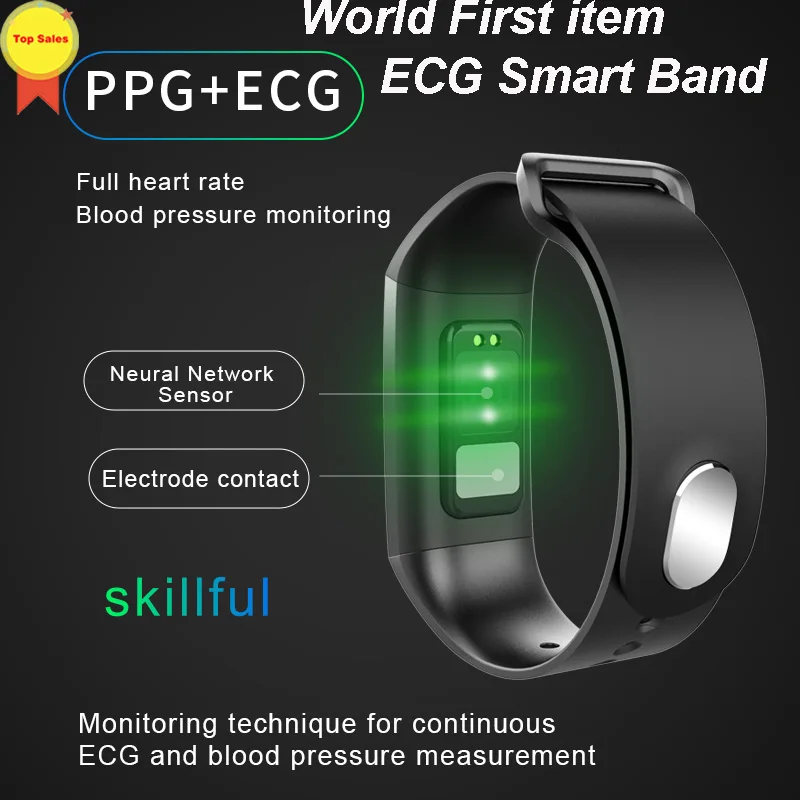 

2019 NEW ECG smart band Color Screen 1.14 PPG ECG Heart Rate Blood Pressure Oxygen Monitor Waterproof band Sports ECG Bracelet