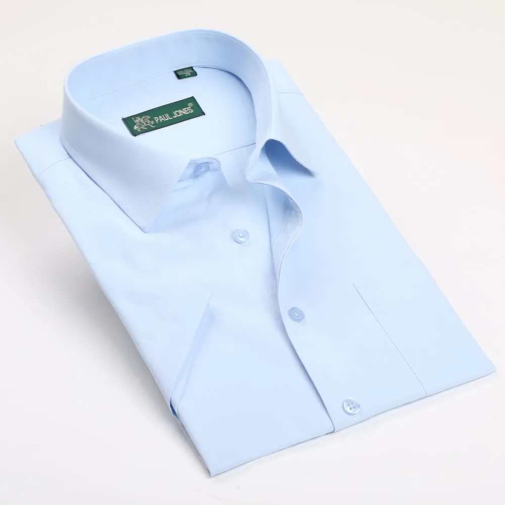 Men's Short Sleeve Solid Dress Shirt Slim-fit Non-Iron Work Shirts Formal Business Social Shirts Easy Care And Care 3
