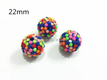

22mm 100pcs/lot Colorful Mixed Rhinestone beads Free Shipment