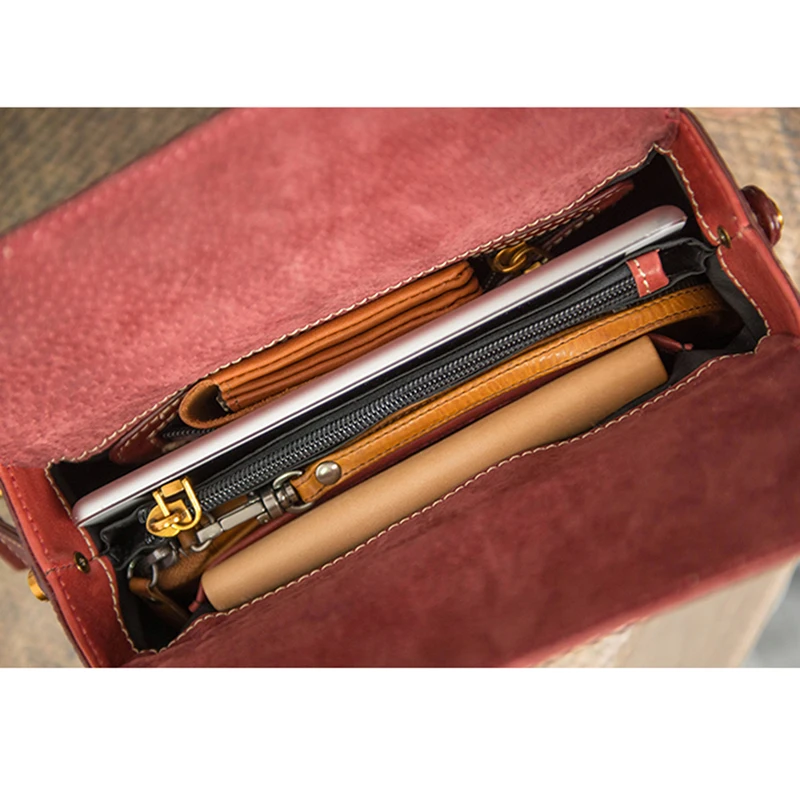 AETOO Leather woman bag retro casual square box head cowhide slant Strap Baoquan shoulder strap Single shoulder bag