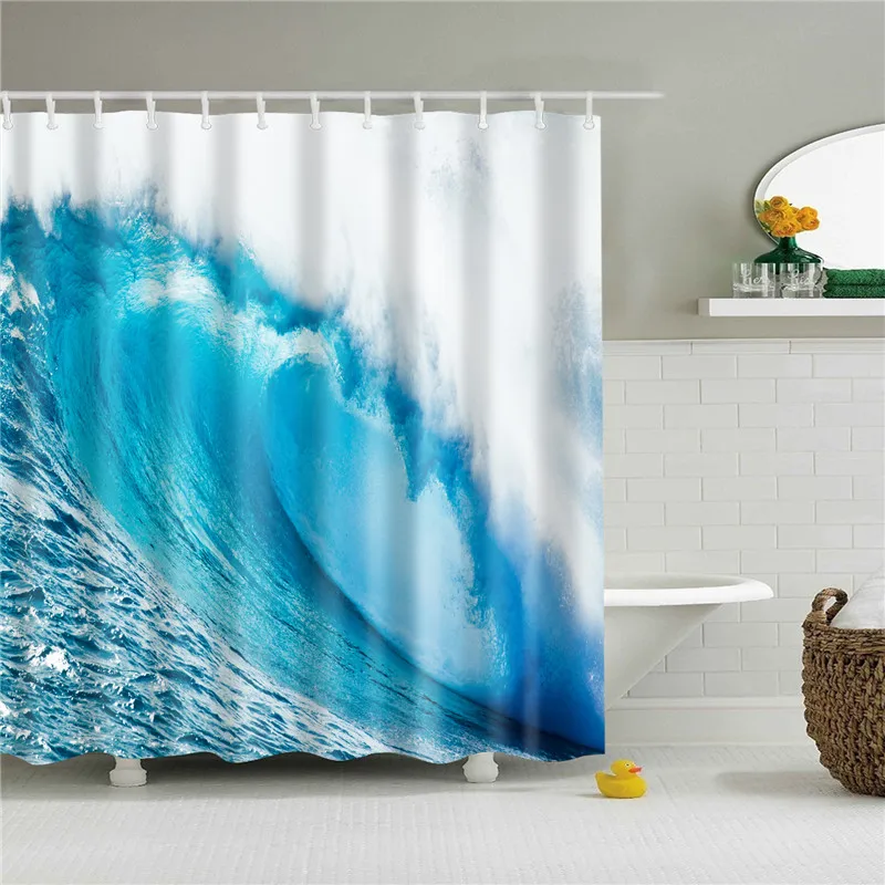 Высокое качество 3d морской пейзаж полиэстер занавески для душа ткань Ванная комната экран с крючками украшение дома занавеска для ванной