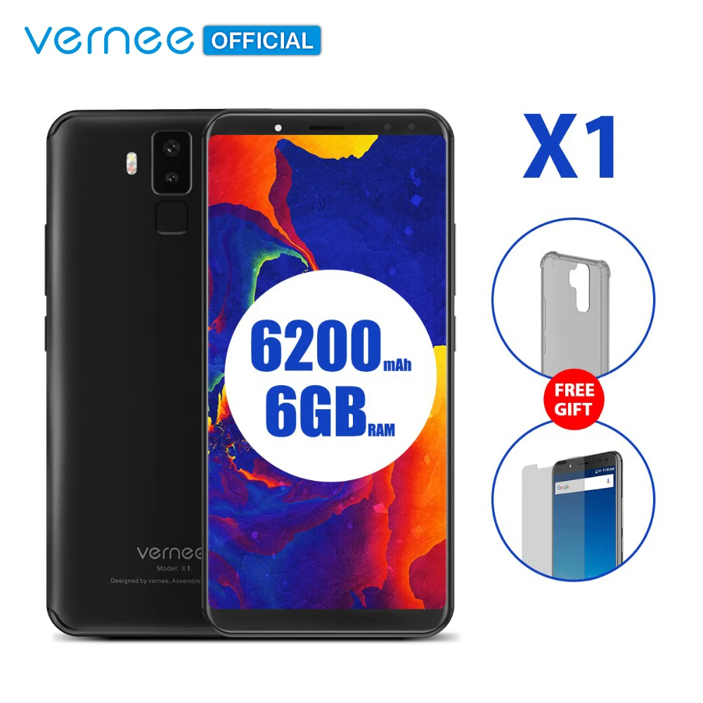 Vernee X1 4G teléfono móvil 6,0 pulgadas 18:9 FHD 6GB RAM 64 GB ROM Android 7,1 Octa Core 16MP cuatro 9 V 2A carga rápida Face ID