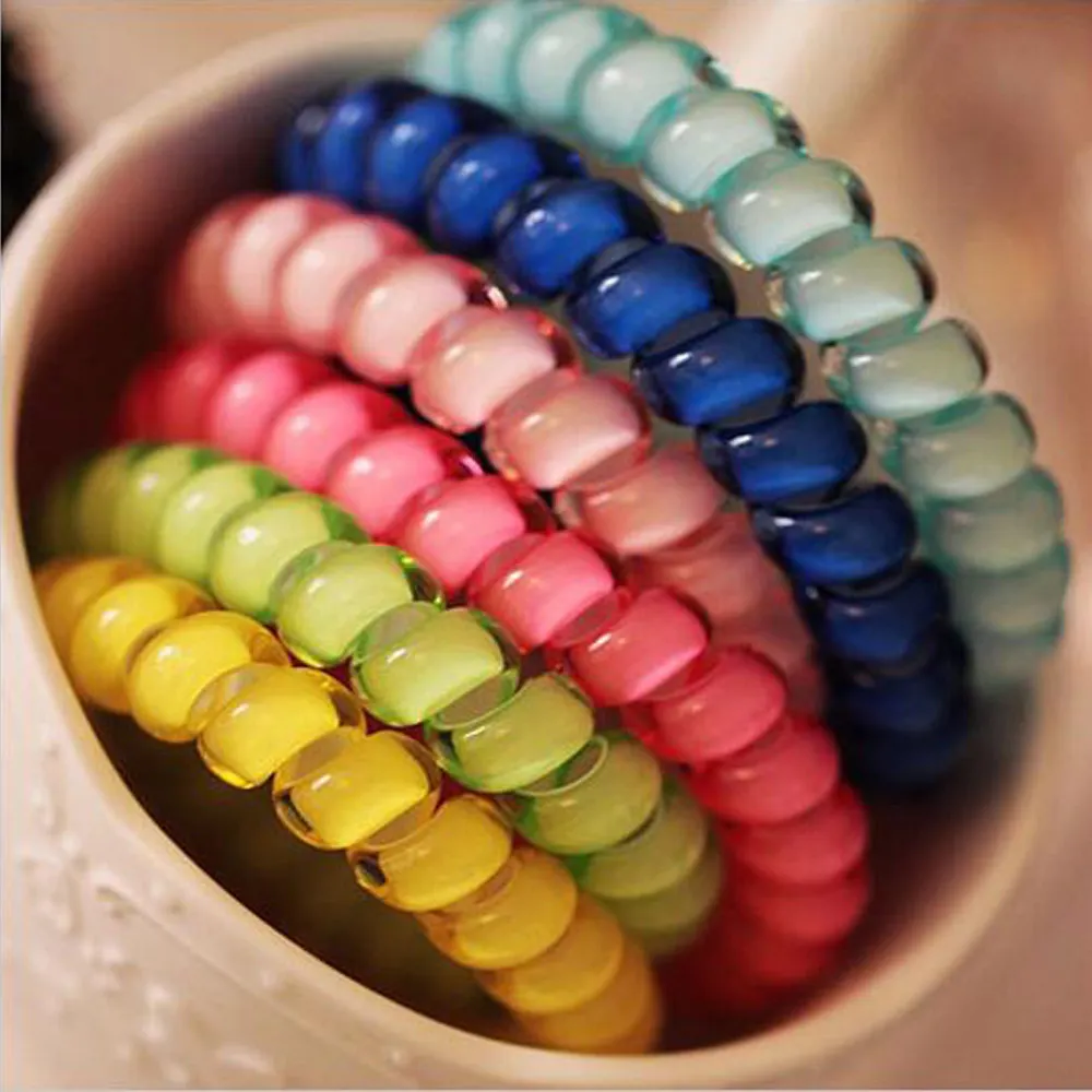 

new 2015 high quality gum for hair accessories women hair ring hair rope candy-colored telephone wire 15 colors 10 pcs/lot