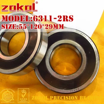 

ZOKOL 6311-2RS bearing 6311 2RS Z2V2 6311rs Deep Groove ball bearing 55*120*29mm