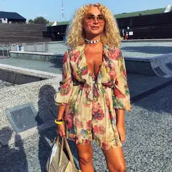 2019 Мода v-образным вырезом кружевной Цветочный Рисунок женские костюмы
