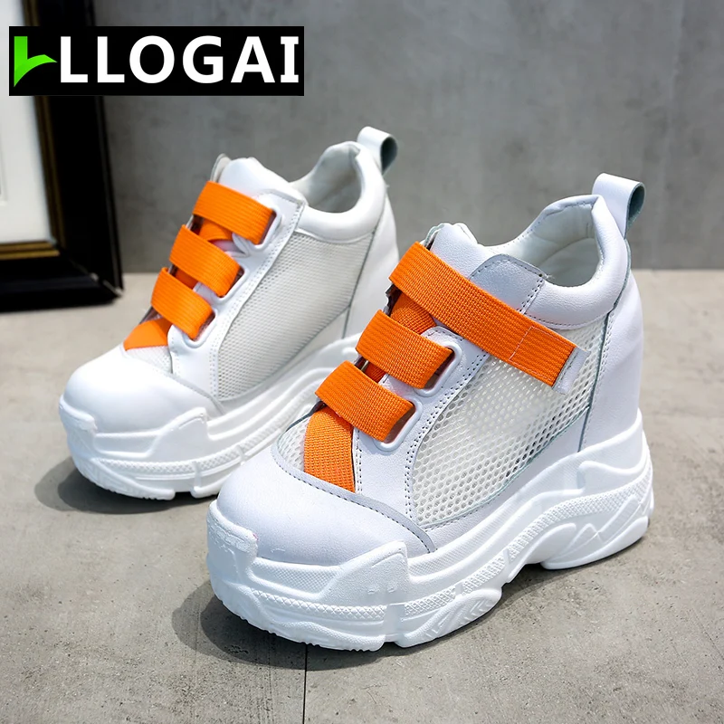 

Super High Heels Platform Shoes Breathable Mesh Casual Women Shoes High Top Sneakers Women Vulcanized Shoes Spring Shoes Woman