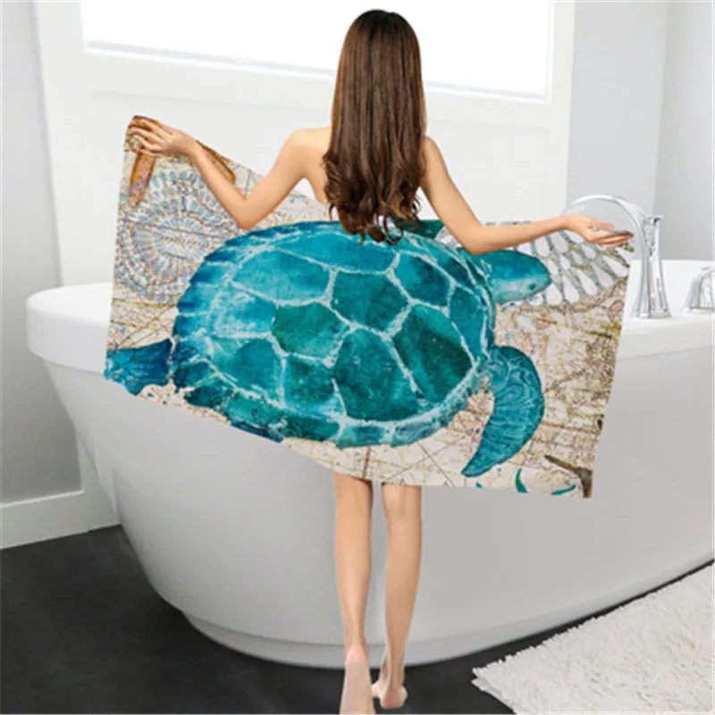 

New ocean style Polyester Bath Towel animal printing rectangle Creative Sunscreen Beach shawl towel Home Textile