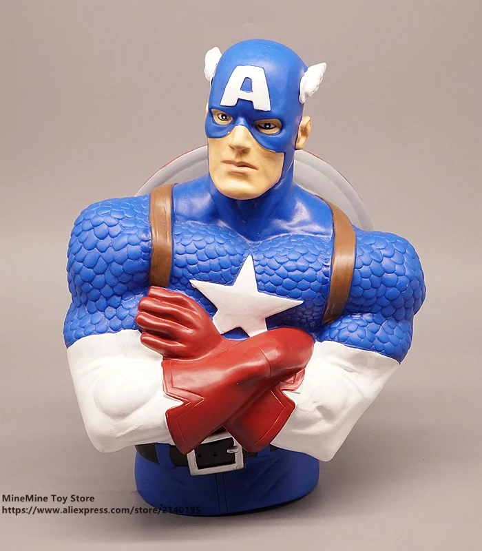 

ZXZ Marvel Avengers Captain America piggy bank 24cm Action Figure Anime Mini PVC Collection Figurine Toy model for children