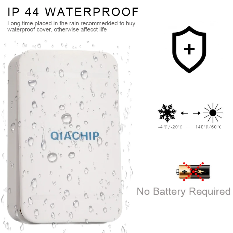 Домашний приветствуемый автономный дверной звонок QIACHIP Водонепроницаемый с