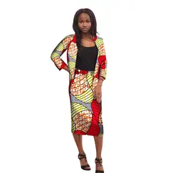 Модные женские топы с короткими рукавами и юбки комплект яркий с печатным рисунком дамы Дашики Африканский одежда для вечеринки/свадьбы