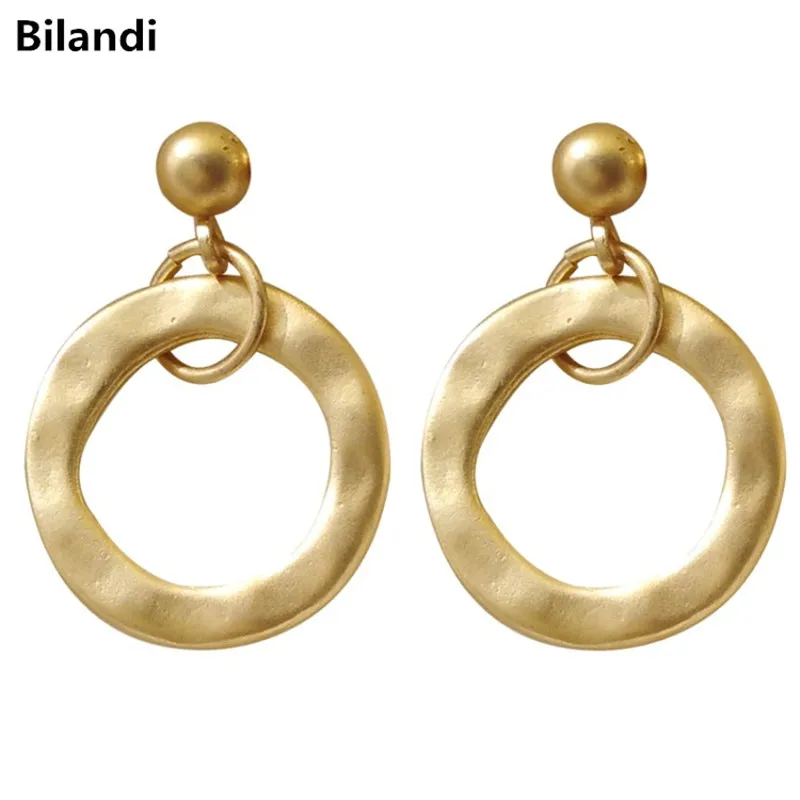 

Delicate design metallic geometry round circle pendant earrings for woman jewelry