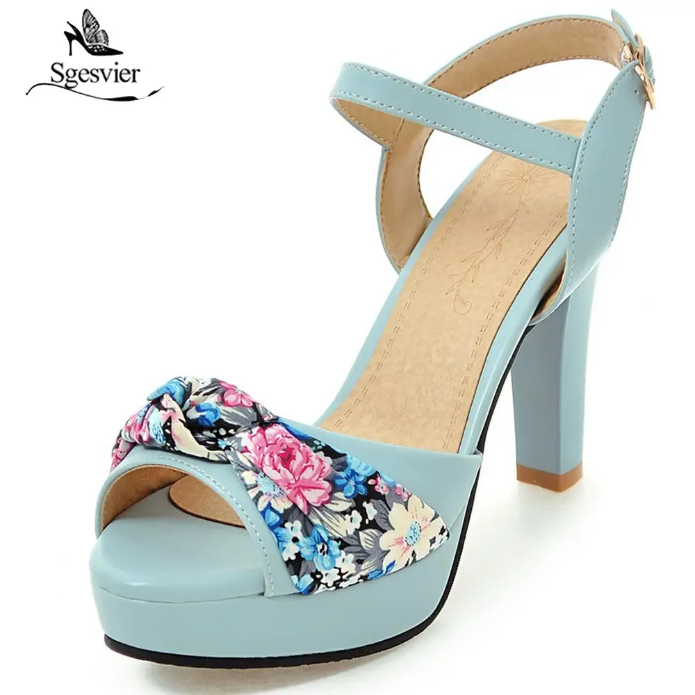 

SGESVIER Women Sexy Summer Sandals Shoes Thick High Heels Peep Toe Wedding Party Shoes Ladies Buckle Strap Platform Shoes B46