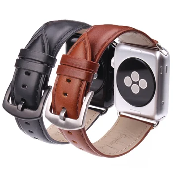 

Black Brown Watchband For Apple Watch Band High Quality Smooth Genuine Leather iWatch Strap 38mm 42mm