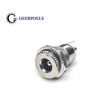 Tomada de alimentação dc 5pce/lote, dc099 5.5mm x 2.1mm dc, montagem do painel, conector de metal, DC-099 aberto buraco 11mm 5.5*2.1 5.5*2.5