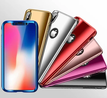 

500pcs Luxury Full Body Mirror Tempered Glass Case For iPhone 11 Pro Max XS XR X 8 7 6 6S Plus Plating Hard PC Slim Back Cover