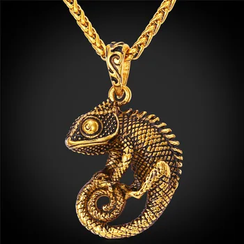 

Kpop 2016 Retro Vintage Chameleon Necklace Gold Color Fancy Design Fashion Jewelry Necklace & Pendants For Women/ Men P219