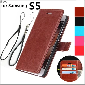 

retro leather Flip Case for Samsung Galaxy S5 i9600 G9000 Protective Cover Magnetic Buckle Holster Card Holder Cover Case