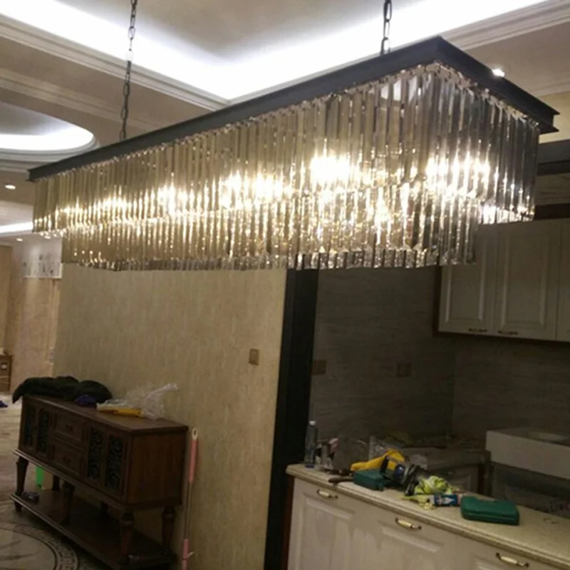 Kinlams Modern Rectangular Re Crystal Chandelier Light Semiflush Kinlams Modern Rectangular Re Crystal Chandelier Light Semiflush Mount Chandeliers Lighting Fixtures For Living Room In From Lights