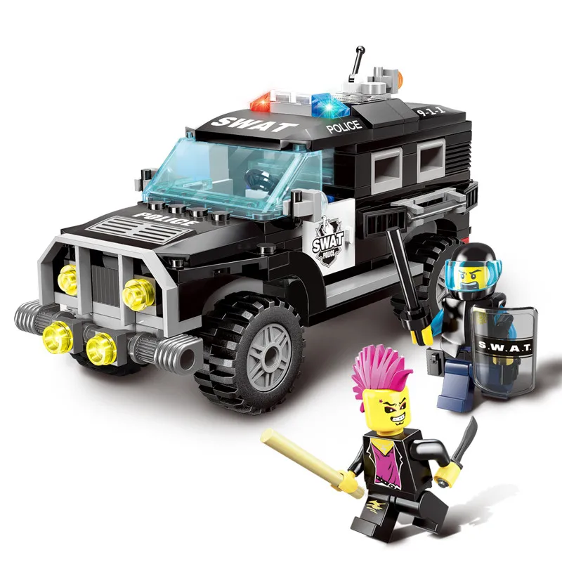 

Enlighten City Series Police Swat Car Building Block Sets Kids Educational Bricks Minifigures Toys Compatible With Lego 190PCS