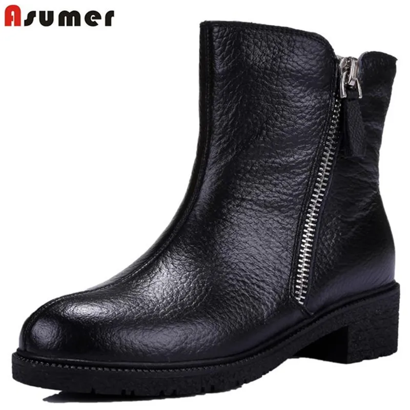 Genuine leather high quality side zipper soft leather ankle boots punk