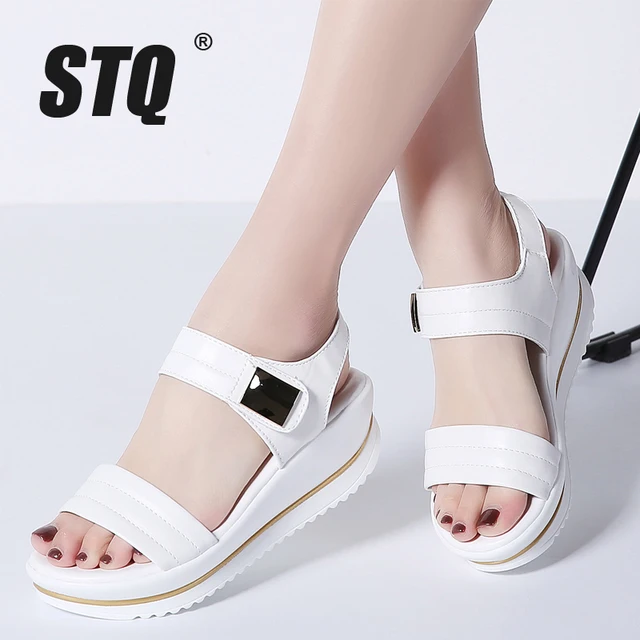 STQ 2018 summer women Platform flat sandals shoes women platform sandalias shoes ladies white wedge sandals shoes flipflops 825
