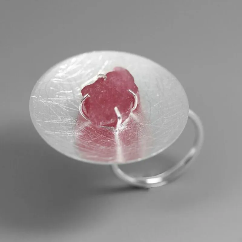 

JINSE Real 925 Sterling Silver Natural Tourmaline Handmade Designer Fine Jewelry Adjustable Round Rings for Women Bijoux