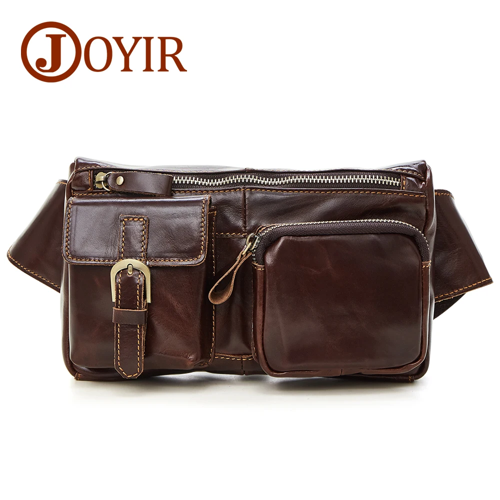 

JOYIR Brand Genuine Leather Men Bag Messenger Vintage Men Waist Bag Leather Waist Pack Fanny Pack Bum Bag Money Belt Bag Male
