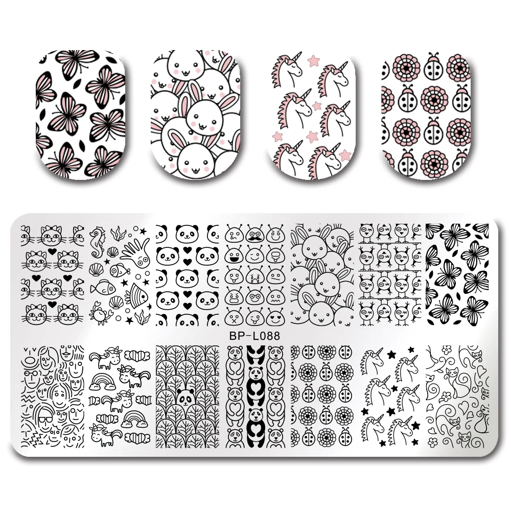 

BORN PRETTY Stamping Template Fruits Cartoon Geometry Nail Art Image Plate for Stamping Polish Tools