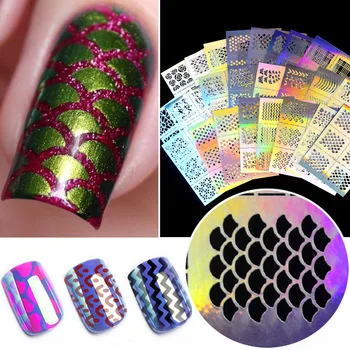 YZWLE 1Pc Hollow Out Nail Art DIY Tips Guides Transfer Stickers Accessories French Tips Nails Decal Decoration