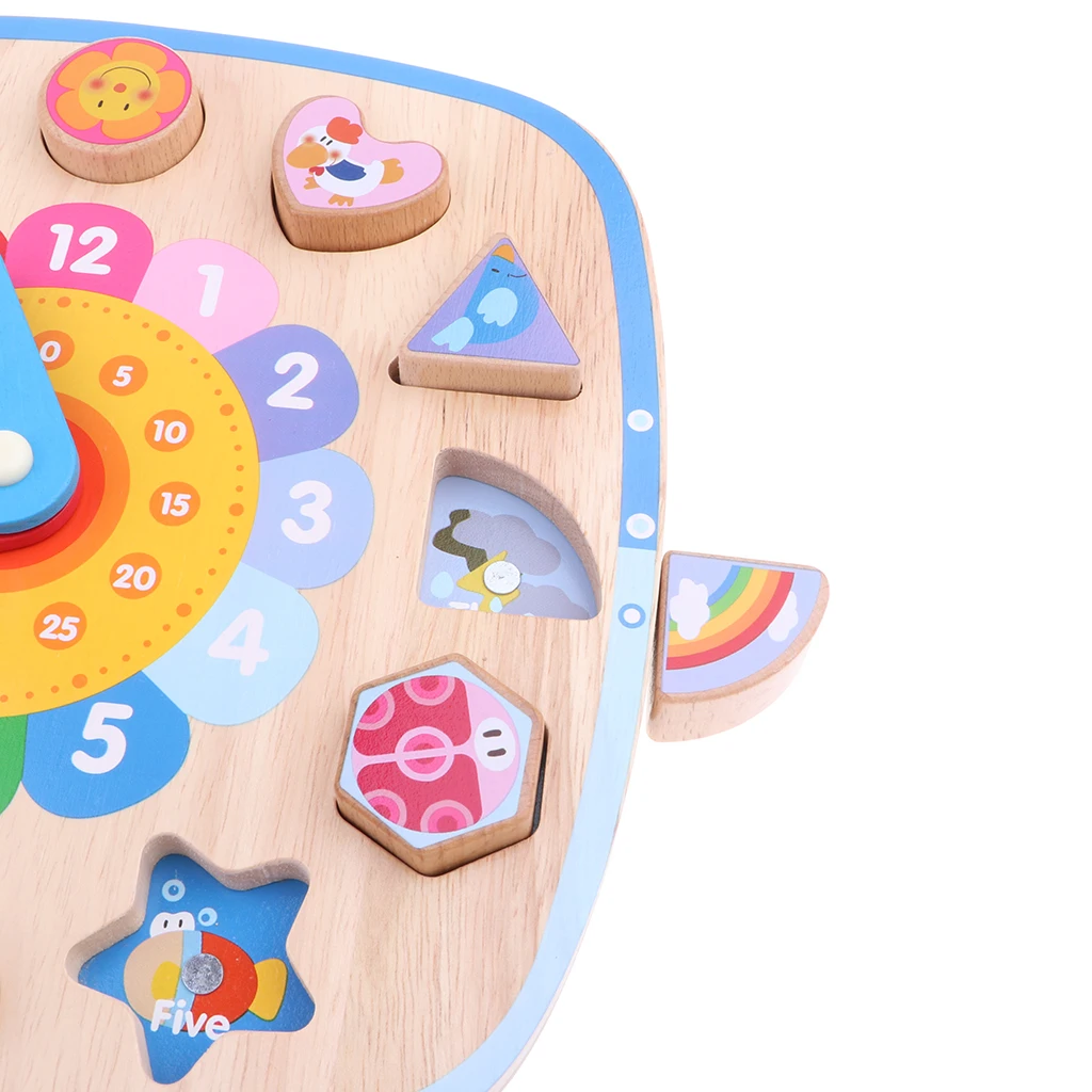 Wooden Maget Digital Clocks Color Shape Sorting & Matching Kids Baby Educational Toy Early Learning Play Activity