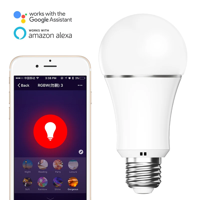 

AC85-265V 7W E27/B22/E14 WiFi Smart light bulb Alexa Google home voice control colorful bulb Light mobile app remote LED Bulbs