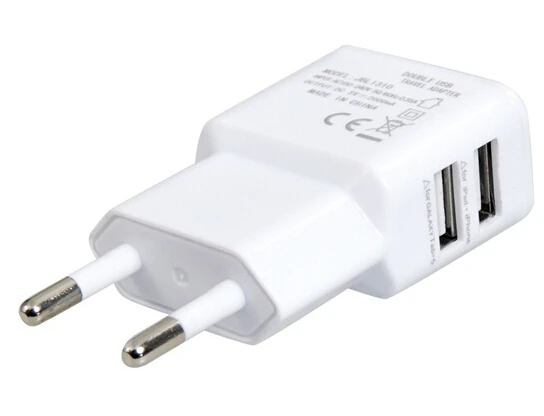 Дорожное настенное зарядное устройство QUWIND с двумя USB портами и европейской