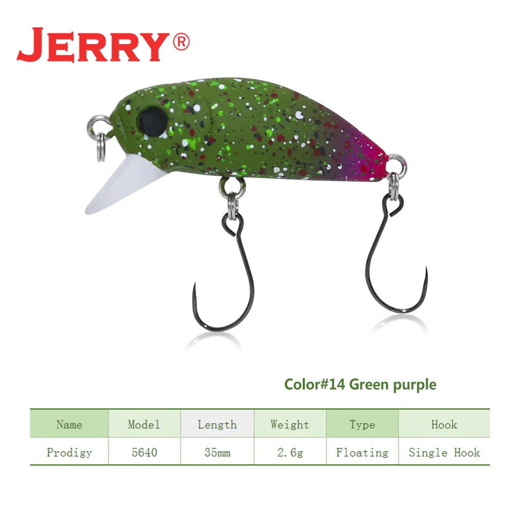 Jerry 35 мм 2,6 г спиннинг медленно тонущиеся воблеры кренкбейт Форель Приманка для окуня пресноводный камень рыболовное снасти Оборудование - Цвет: green purple