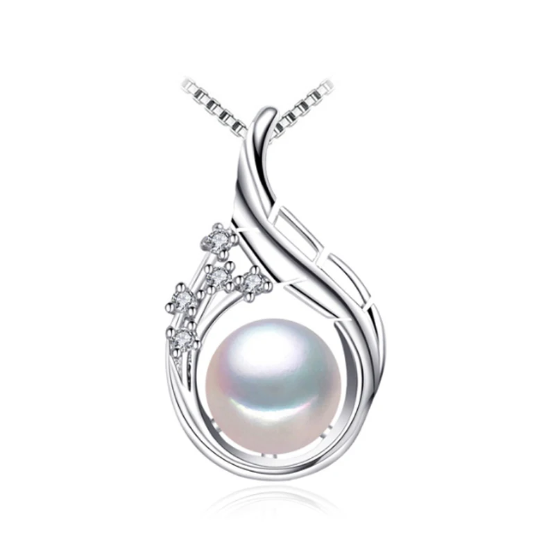 

Pearl Jewelry office career natural Pearl Necklace Choker 925 sterling silver pendant for Women feather Necklace party gift love