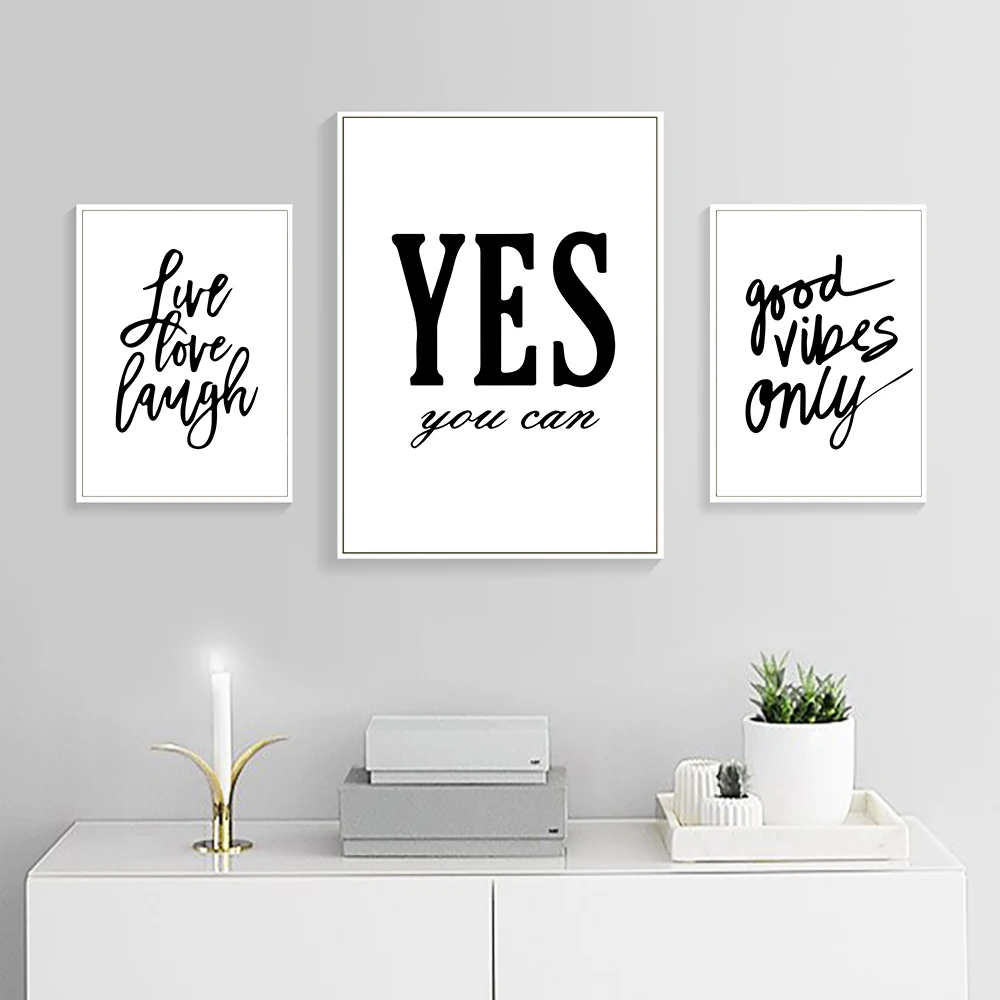 Black And White Pictures Canvas Abstract Painting Quotes Posters And Prints Living Room Poster Quote Wall Prints Decor Unframed