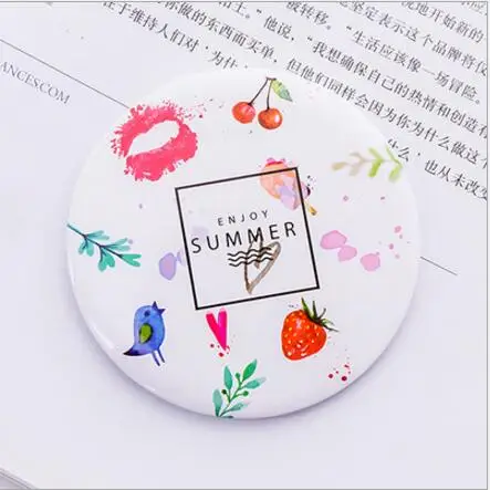 1Pc Fashion Cute Mini Cartoon Small Round Mirror Portable Makeup Glass Mirror Creative Round Portable Princess Makeup Mirror - Цвет: 10