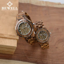 Деревянные парные часы для влюбленных, роскошные двойные часы в подарок для милых друзей с календарем, светящиеся две часы BEWELL 100BC