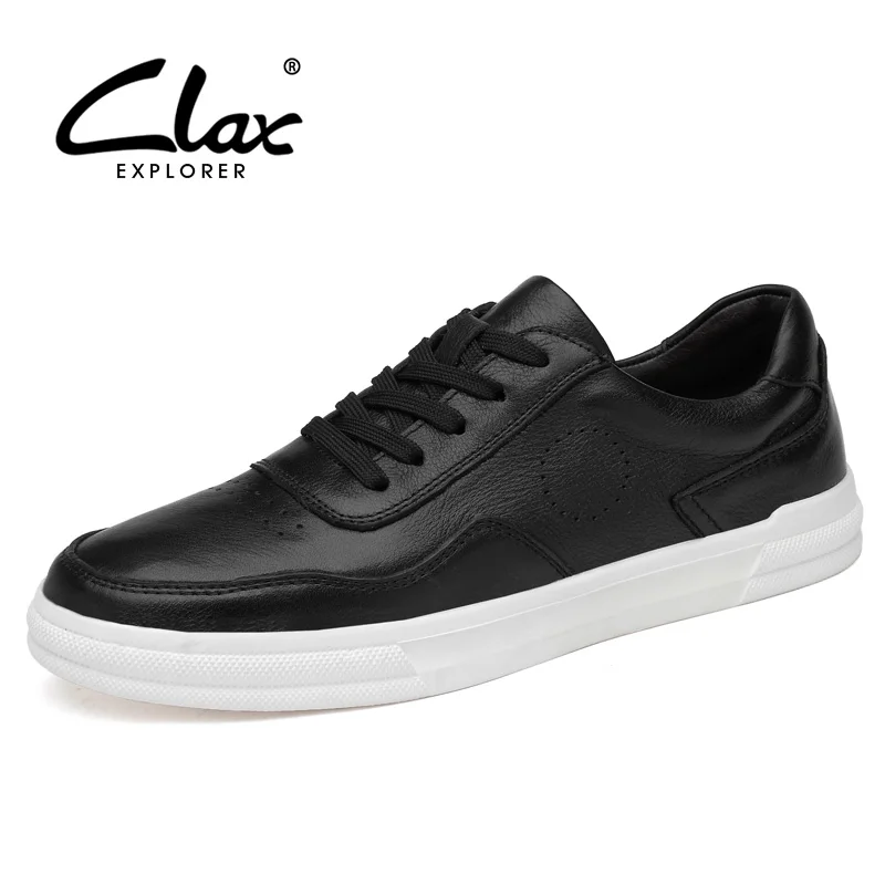 

CLAX Mans Shoes Genuine Leather 2019 Autumn Men's Leather Sneakers White Fashion Male Walking Footwear