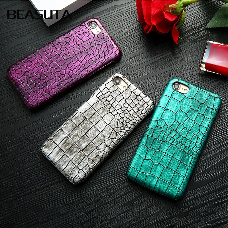 

Retro Crocodile Snake Leather Phone Case For iPhone 7plus 8 6 6s Plus PC Hard Protective Back Cover Couque For iphone XS X case