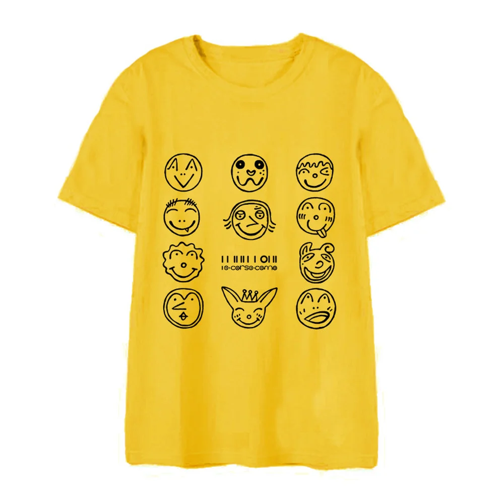 Wanna one KPOP 2018new пальто летняя футболка с короткими рукавами Корейская версия мужская и женская хлопковая черная белая свободное, с принтом в виде надписи пара