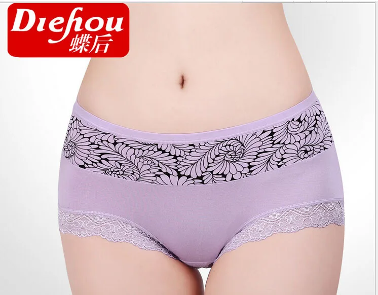 

High waist modal mid waist lace print triangle panties seamless women's low-waist 100% cotton sexy SIZE S M L XL XXL XXXL R0