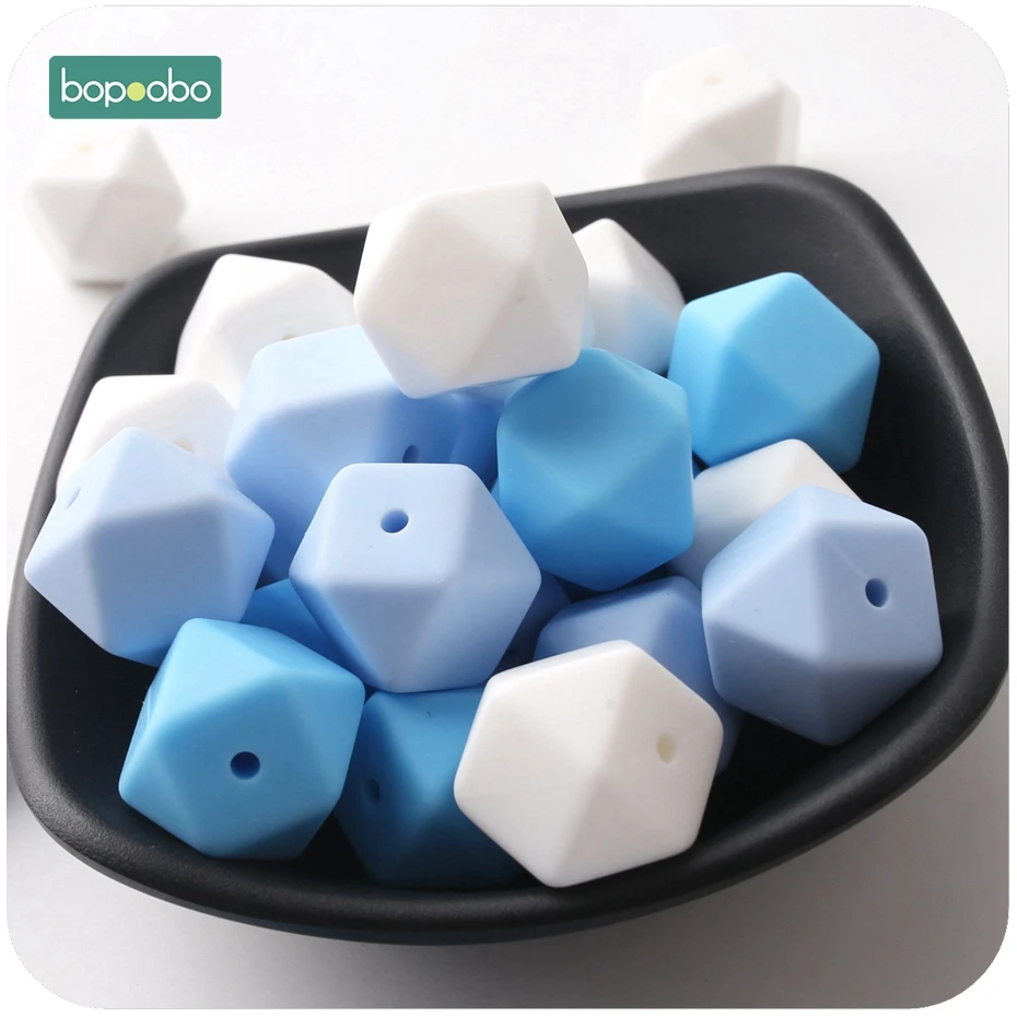 Bopoobo 50pc Silicone Hexagon Beads Baby Teething Beads Silicone Rodent Baby Nursing Accessories Silicone Teething Beads