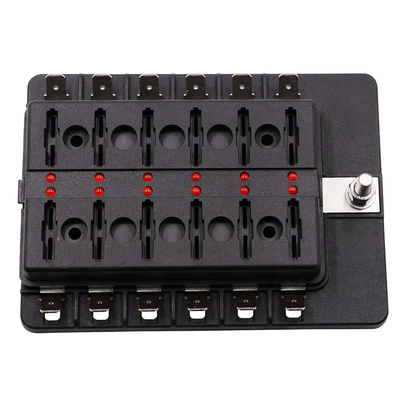 12 Way Blade держатель предохранителя с светодиодный предупреждаПредупреждение световой комплект для автомобиля лодка морской трайк 12 В 24 В CS-579B4