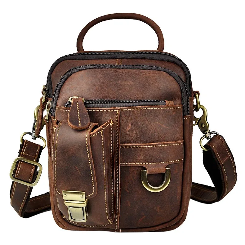 

Real Leather Male Design Casual One Shoulder Bag Messenger bag Fashion Crossbody Bag 7" Pad Satchel University Tote bag 3004