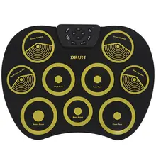 Портативная электронная барабанная установка складной барабан набор 9 силиконовых подушечек с usb-питанием с педалями для ног барабанные палочки USB кабель