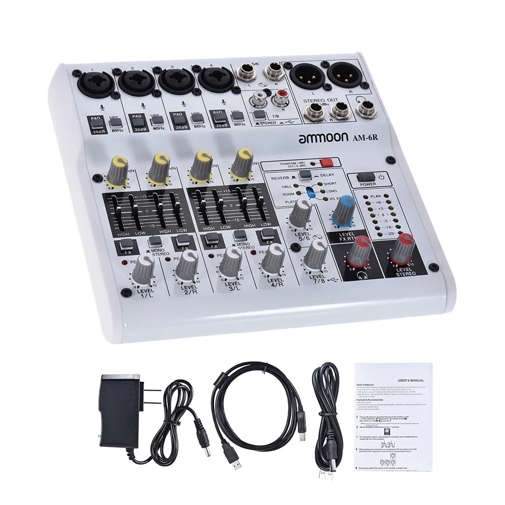 ammoon AG-8 Console de mixage portable 8 canaux Table de mixage