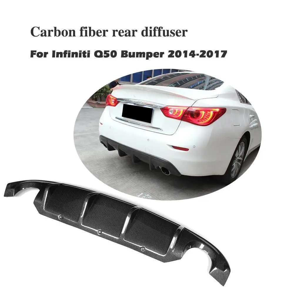 Q50 Carbon Fiber Rear Bumper Diffuser Lip Spoiler Fit For Infiniti Q50