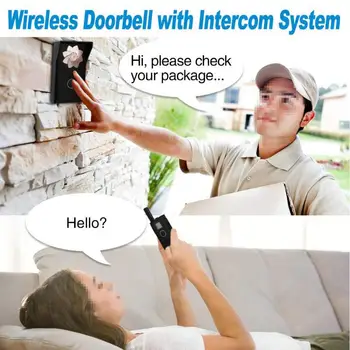 

Remote Control Doorbell Wireless Waterproof Long Distance Control 2 Intercom 1 Doorbell Kit Home Security Accessory